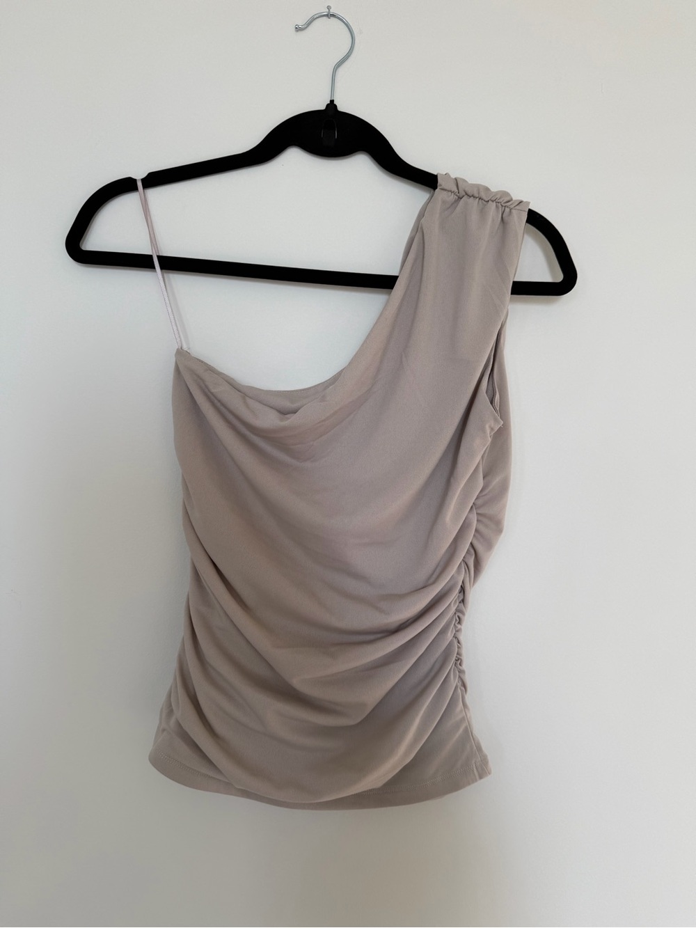 Cotton Candy One-Shoulder Ruched Camisole - Taupe